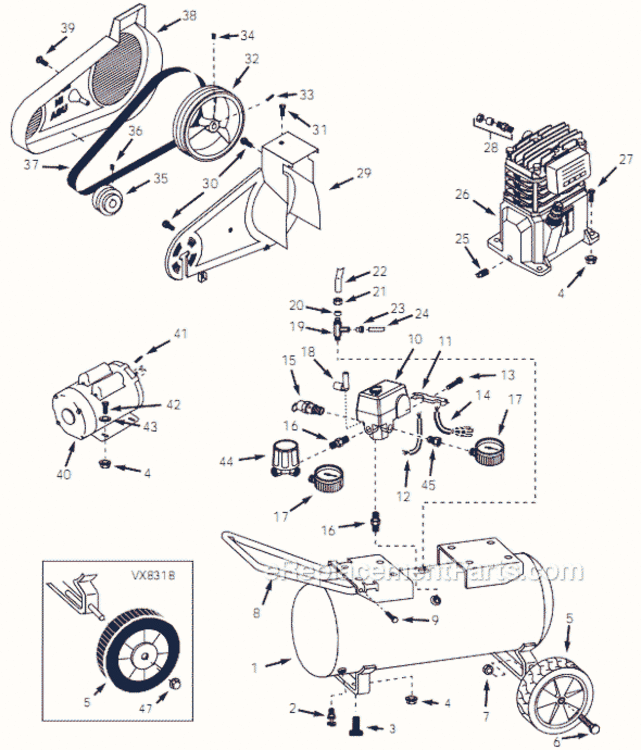Page A Diagram and Parts List for VT610209 2001 Campbell Hausfeld Compressor